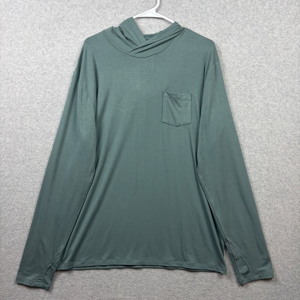 Free Fly Hoodie Mens XL Teal Bamboo Blend Stretch Performance Pocket Pullover